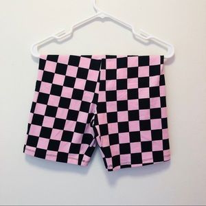 NWT Pink/Black Checker Biker Shorts